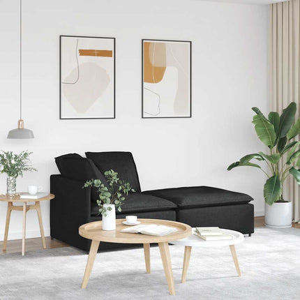 modulsofa med fodskammel og hynder stof sort