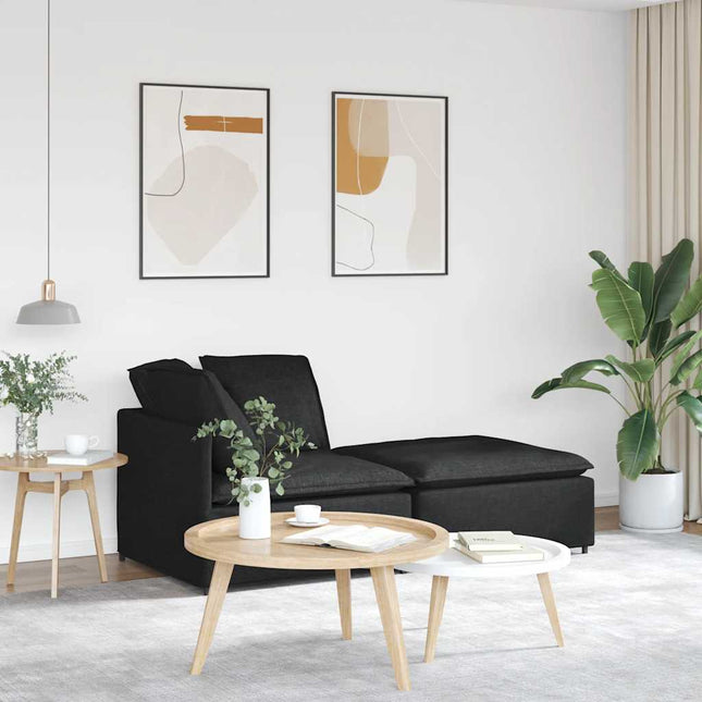 modulsofa med fodskammel og hynder stof sort