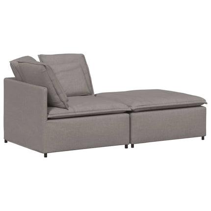 modulsofa med fodskammel og hynder stof gråbrun