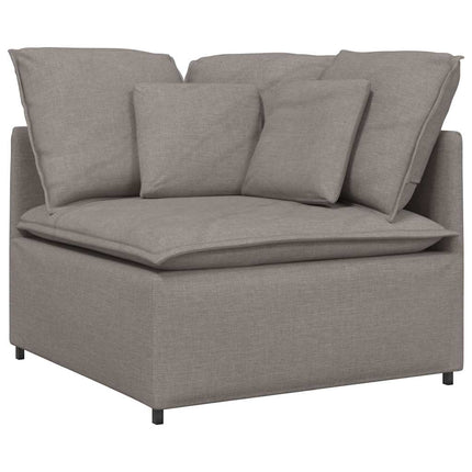 modulsofa med fodskammel og hynder stof gråbrun