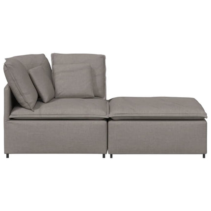 modulsofa med fodskammel og hynder stof gråbrun