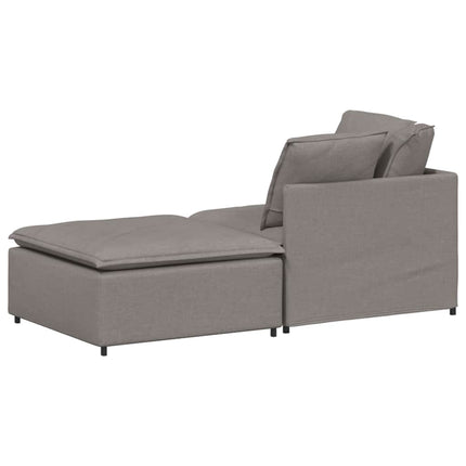 modulsofa med fodskammel og hynder stof gråbrun