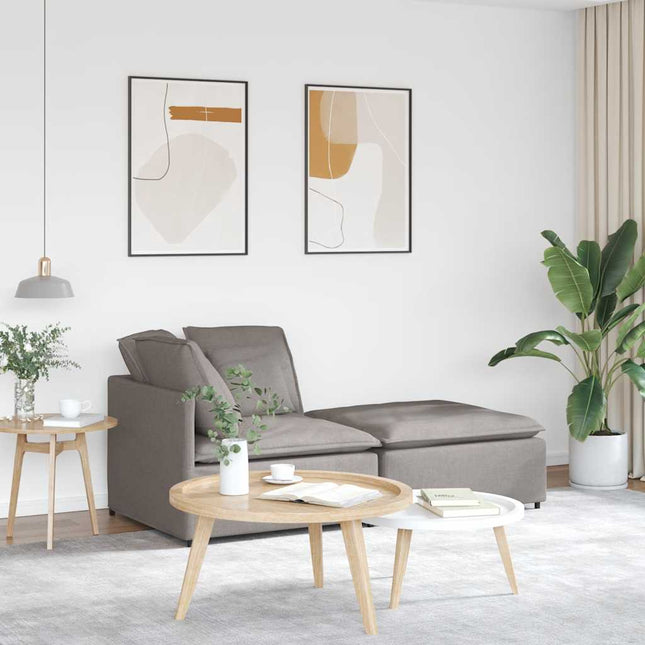 modulsofa med fodskammel og hynder stof gråbrun