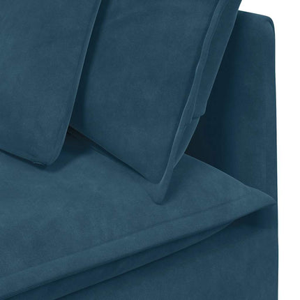 modulsofa med fodskammel og hynder fløjl blå