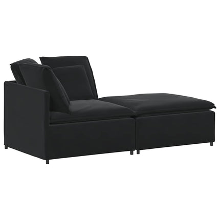 modulsofa med fodskammel og hynder fløjl sort
