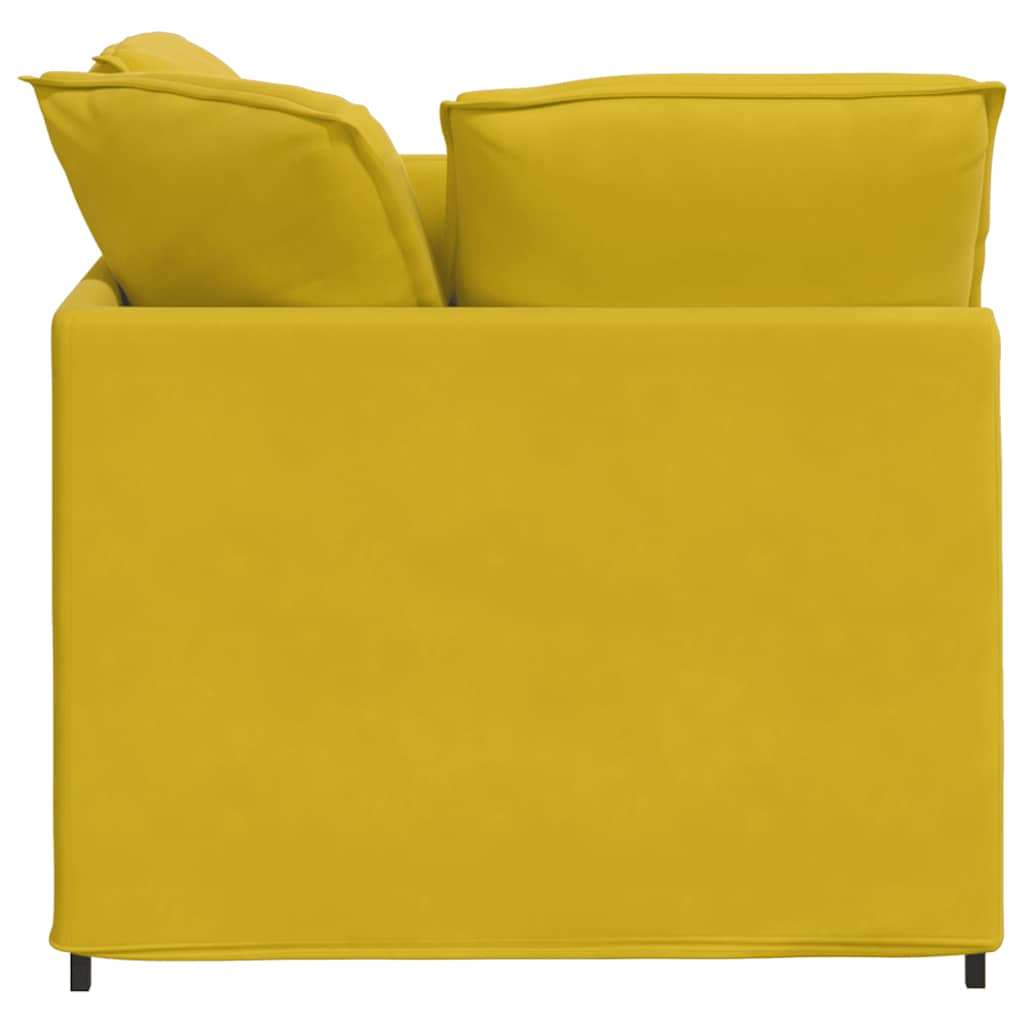 modulsofa med fodskammel og hynder fløjl gul