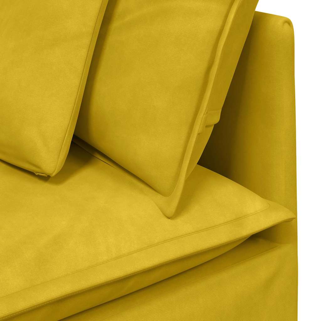 modulsofa med fodskammel og hynder fløjl gul