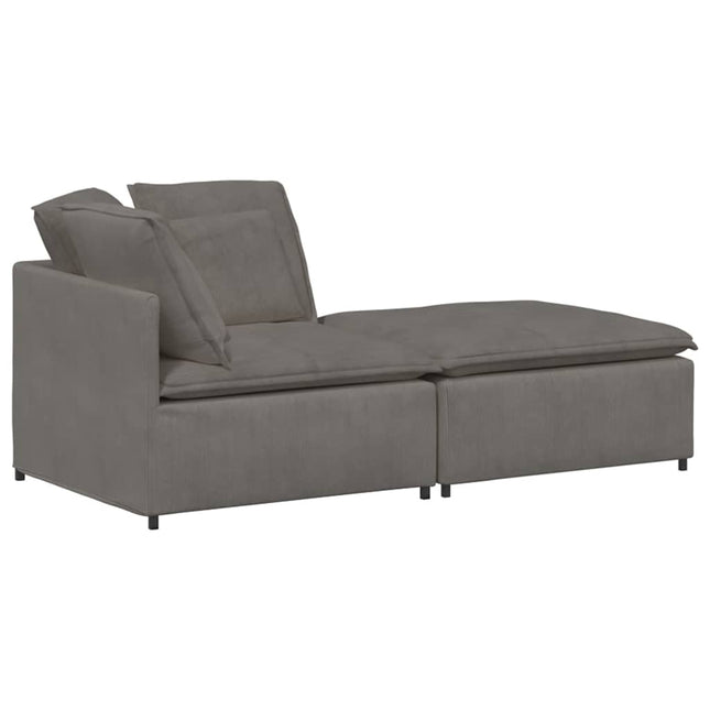 modulsofa med fodskammel og hynder føjlsstof lysegrå