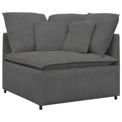 modulsofa med fodskammel og hynder føjlsstof mørkegrå