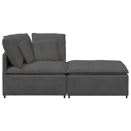 modulsofa med fodskammel og hynder føjlsstof mørkegrå