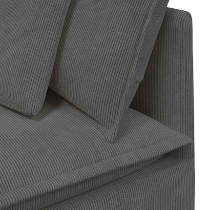 modulsofa med fodskammel og hynder føjlsstof mørkegrå