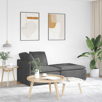 modulsofa med fodskammel og hynder føjlsstof mørkegrå