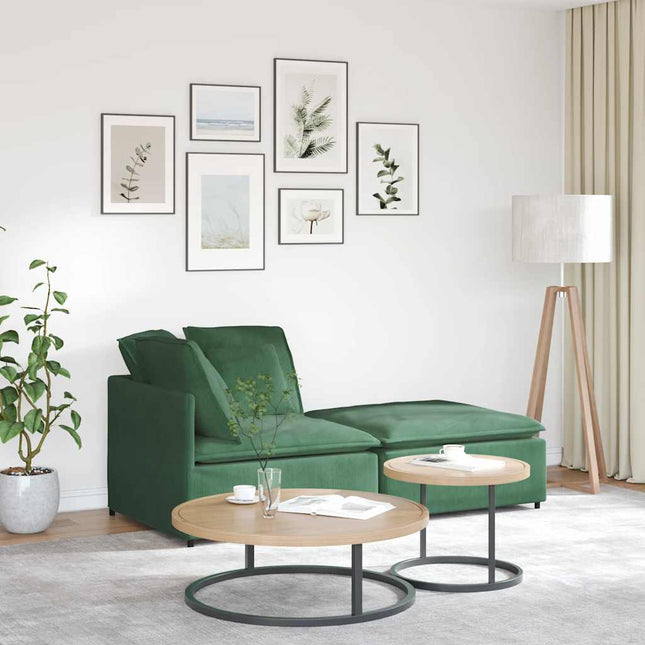 modulsofa med fodskammel og hynder fløjlsstof mørkegrøn
