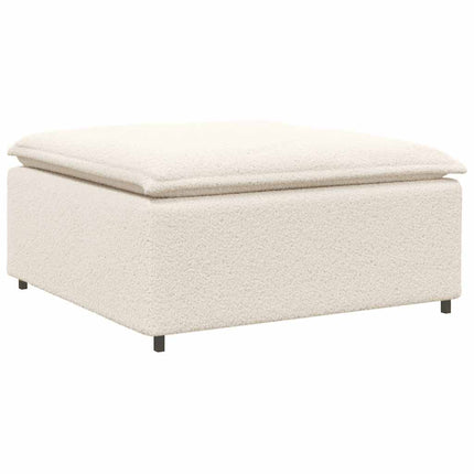 modulsofa med fodskammel&puder krøllet uldlignende stof creme