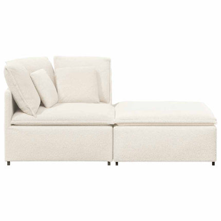 modulsofa med fodskammel&puder krøllet uldlignende stof creme
