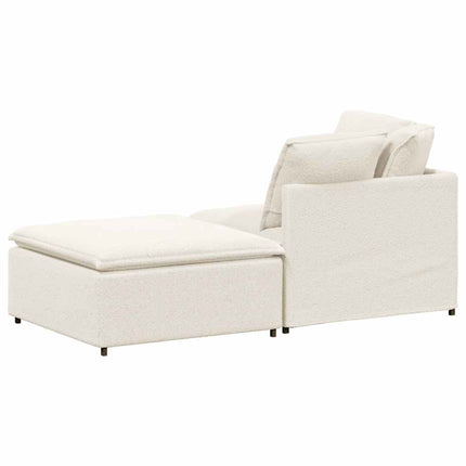 modulsofa med fodskammel&puder krøllet uldlignende stof creme