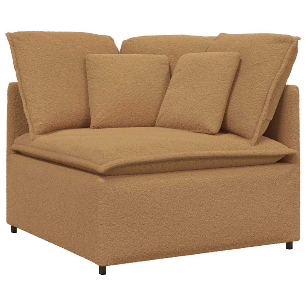 modulsofa med fodskammel&puder krøllet uldlignende stof beige