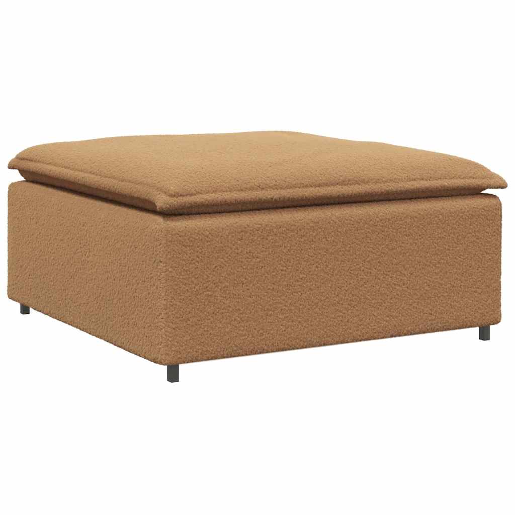 modulsofa med fodskammel&puder krøllet uldlignende stof beige