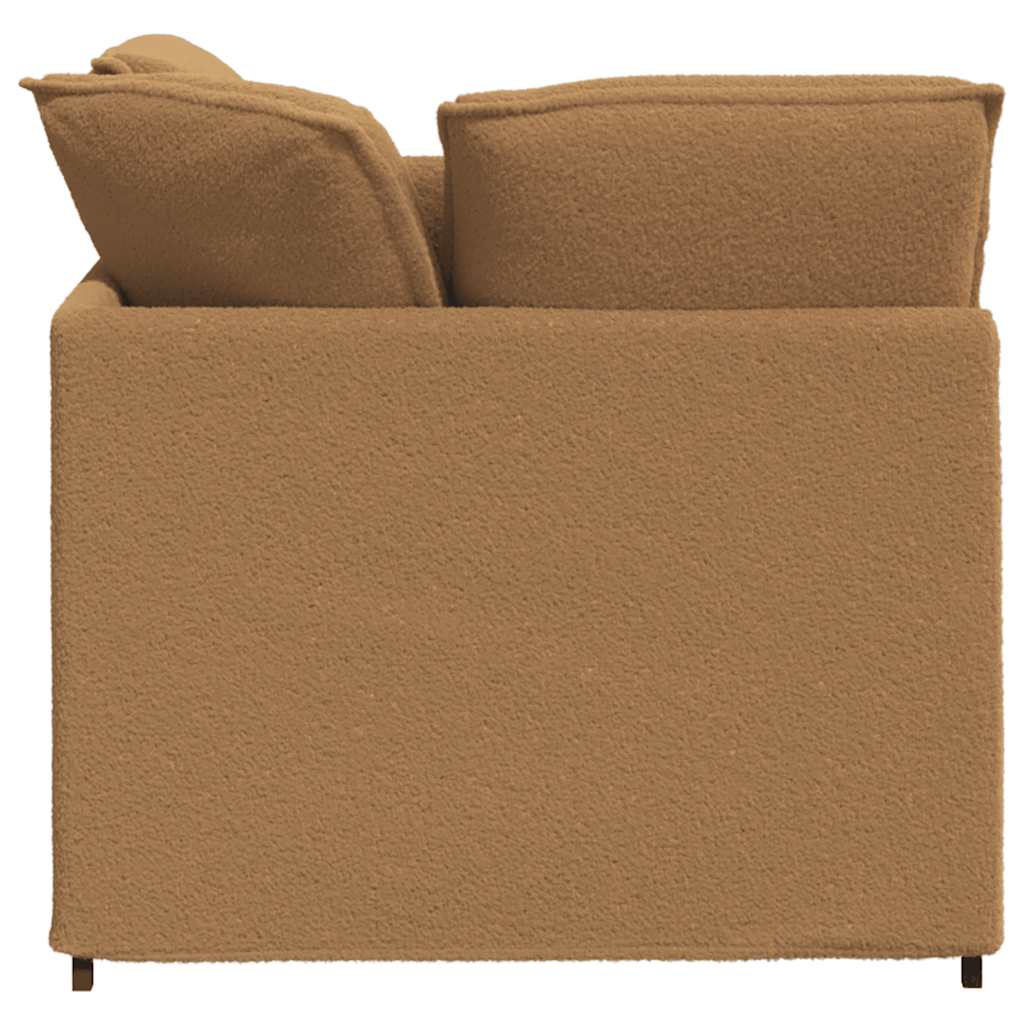modulsofa med fodskammel&puder krøllet uldlignende stof beige