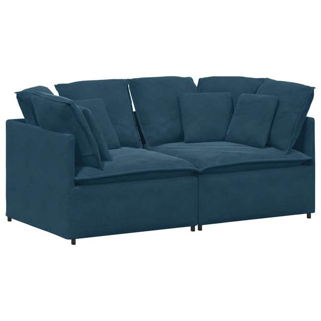modulsofa med hynder fløjl blå