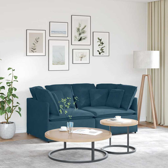 modulsofa med hynder fløjl blå