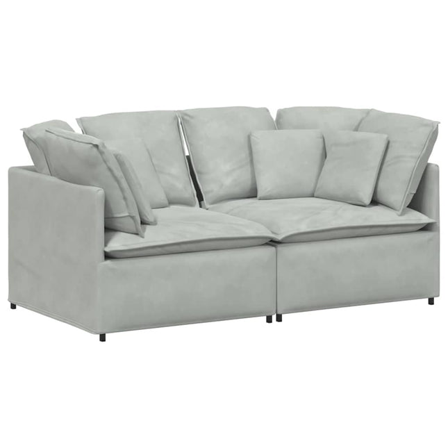 modulsofa med hynder fløjl lysegrå