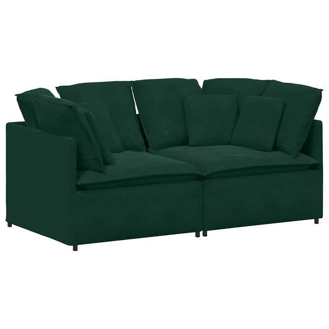 modulsofa med hynder fløjl mørkegrøn