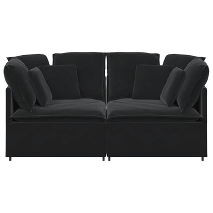 modulsofa med hynder fløjl sort