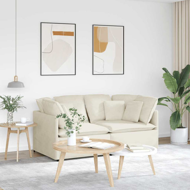 modulsofa med hynder fløjl cremefarvet