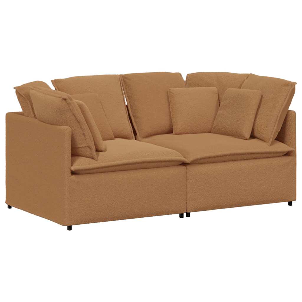 modulsofa med hynder krøllet uldlignende stof beige