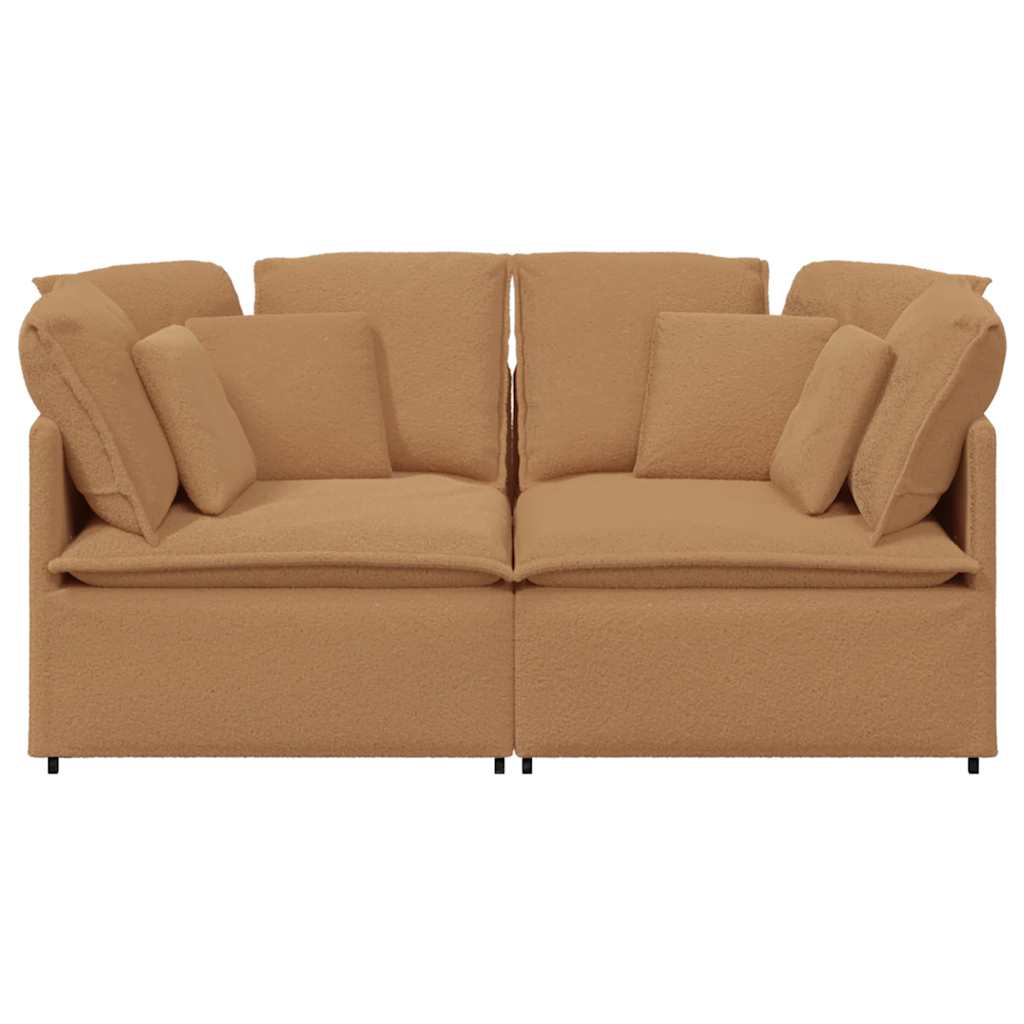 modulsofa med hynder krøllet uldlignende stof beige
