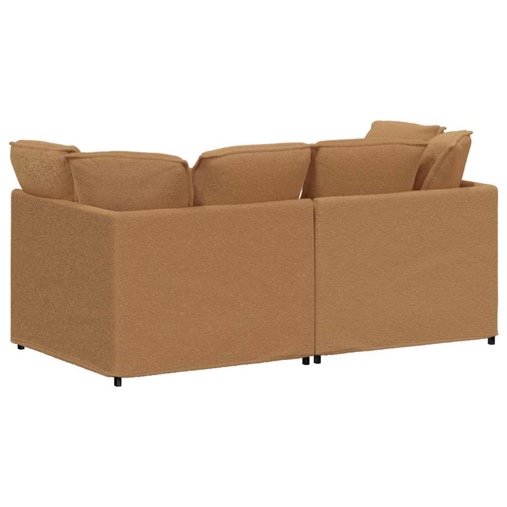 modulsofa med hynder krøllet uldlignende stof beige