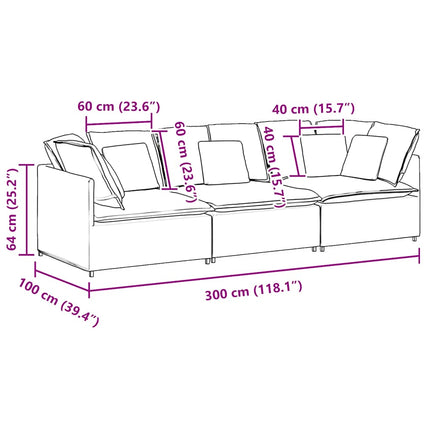 modulsofa med hynder stof gråbrun
