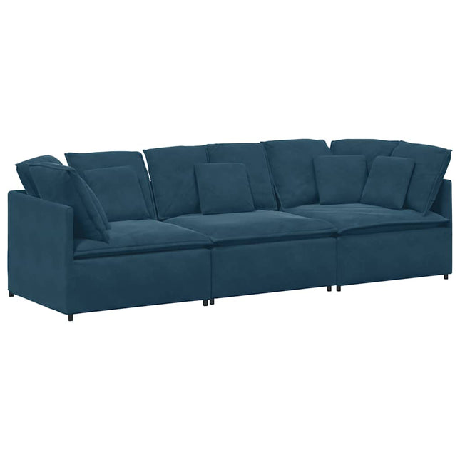 modulsofa med hynder fløjl blå