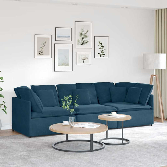 modulsofa med hynder fløjl blå