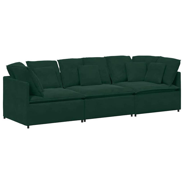 modulsofa med hynder fløjl mørkegrøn