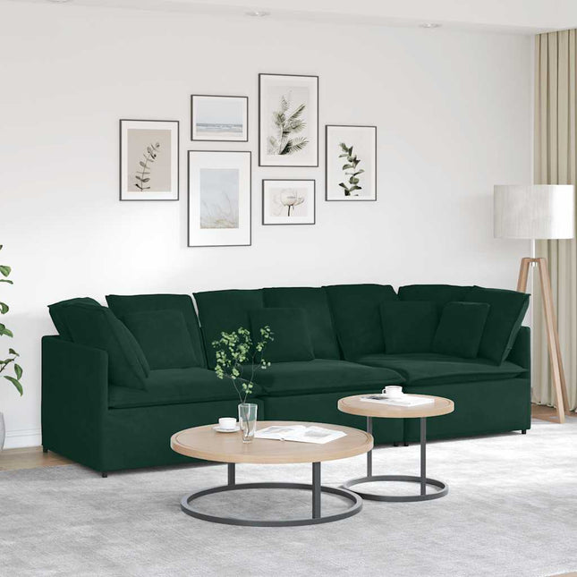 modulsofa med hynder fløjl mørkegrøn