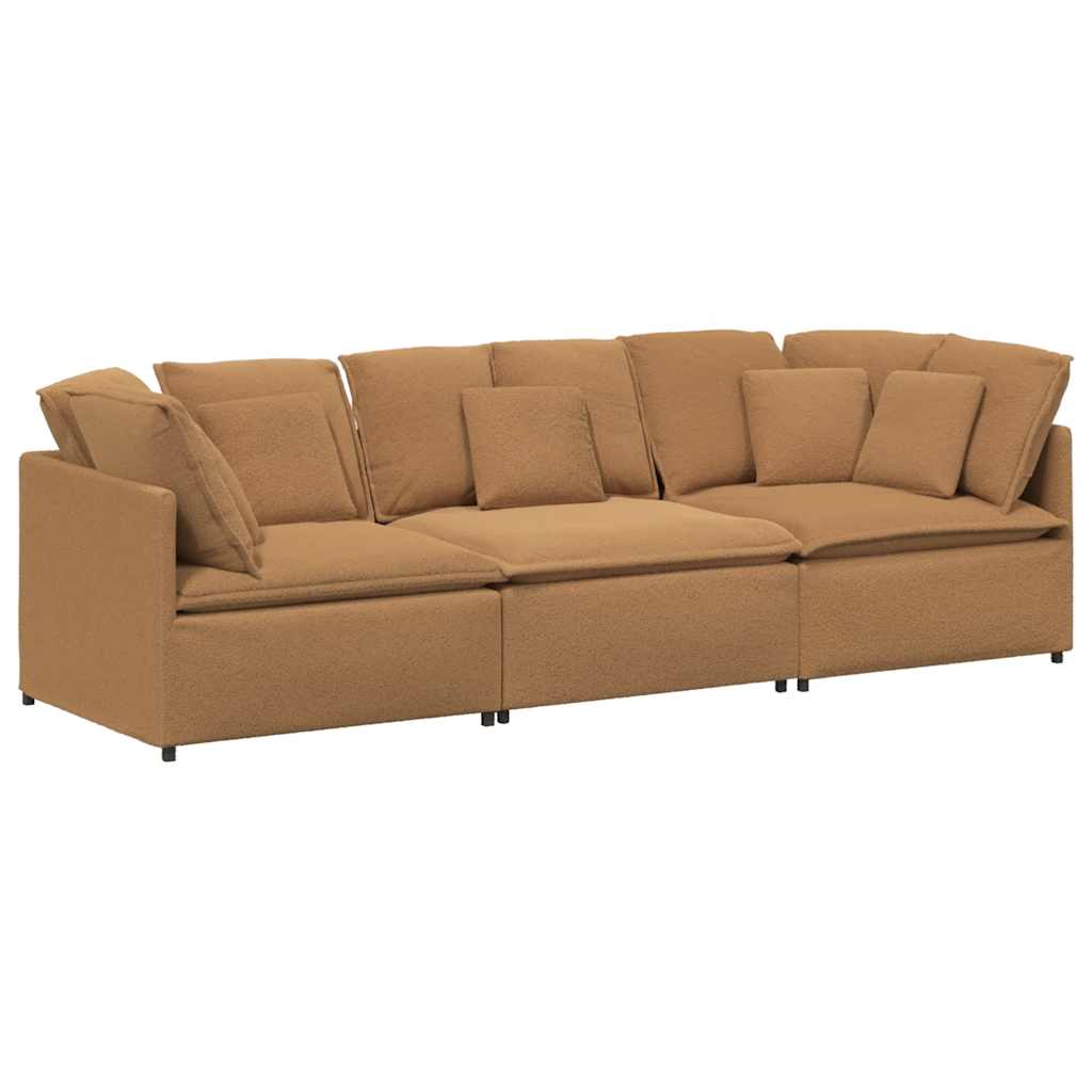 modulsofa med hynder krøllet uldlignende stof beige