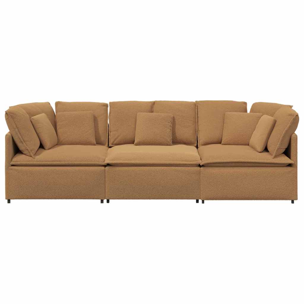modulsofa med hynder krøllet uldlignende stof beige