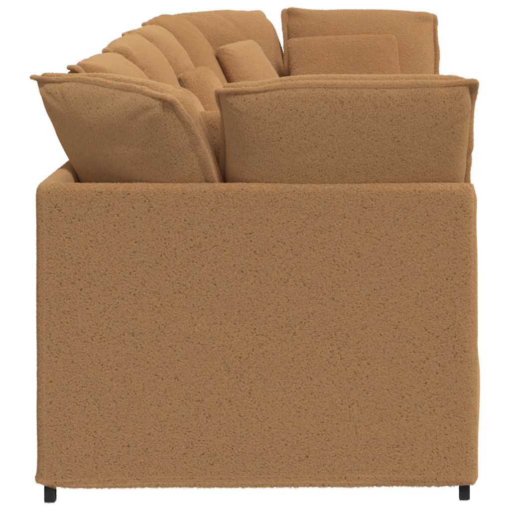 modulsofa med hynder krøllet uldlignende stof beige