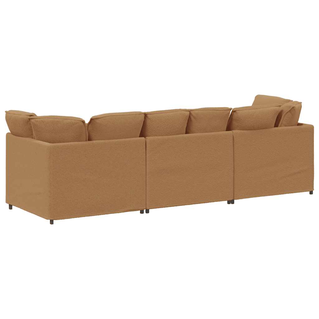 modulsofa med hynder krøllet uldlignende stof beige
