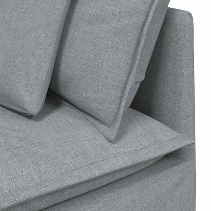 modulsofa med fodskammel og hynder stof lysegrå