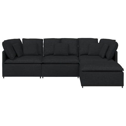 modulsofa med fodskammel og hynder stof sort