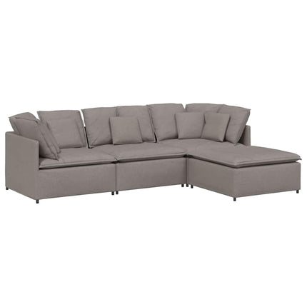 modulsofa med fodskammel og hynder stof gråbrun