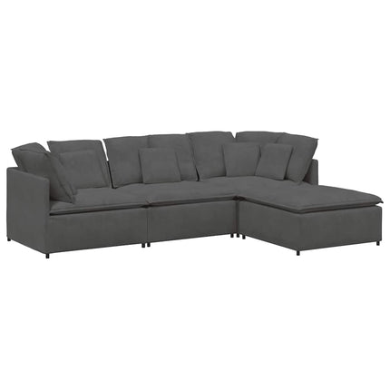 modulsofa med fodskammel og hynder føjlsstof mørkegrå