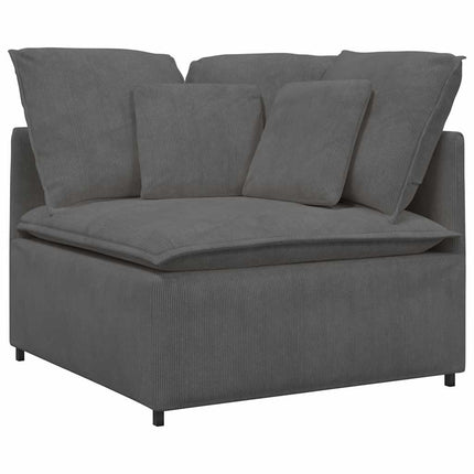 modulsofa med fodskammel og hynder føjlsstof mørkegrå