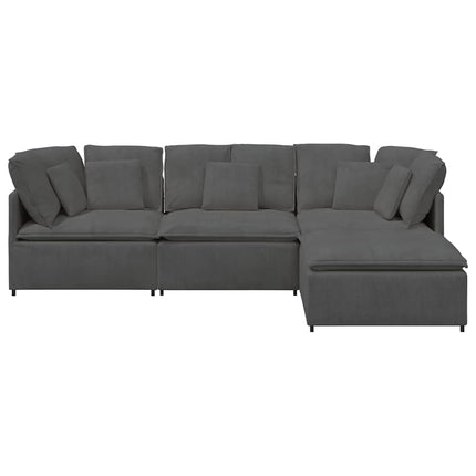 modulsofa med fodskammel og hynder føjlsstof mørkegrå
