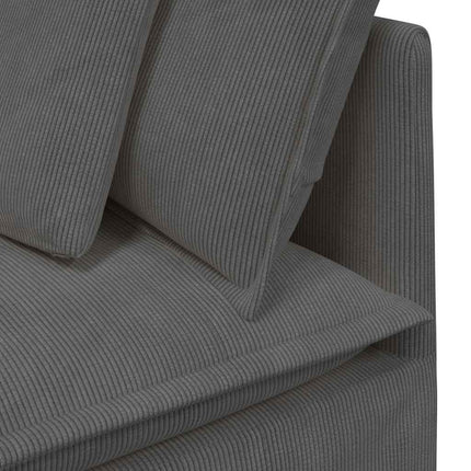 modulsofa med fodskammel og hynder føjlsstof mørkegrå