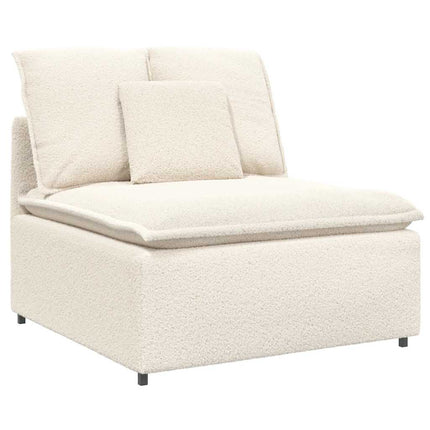 modulsofa med fodskammel&puder krøllet uldlignende stof creme