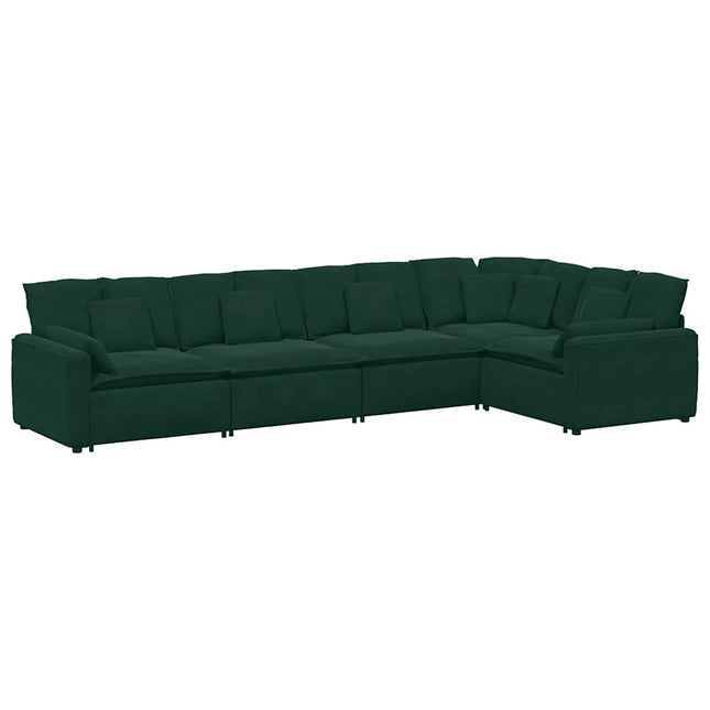 modulsofa med hynder fløjl mørkegrøn